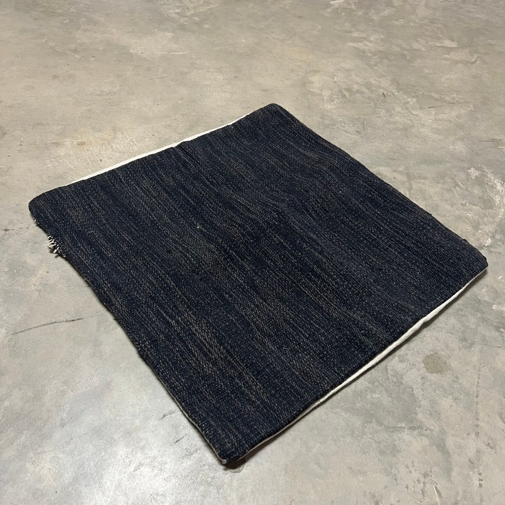 Restoration Hardware RH Flat Weave Wool Linen Throw Pillow Cover 22x22 Black